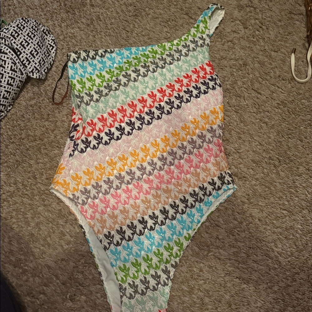Missoni Multicolor Knit Detail bikini swimsuit one piece size small 40